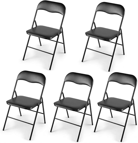 Miniatura 1 de NBTiger Paquete de 5 sillas plegables con asiento acolchado suave y respaldo silla portátil con marco de acero para reuniones comerciales bodas