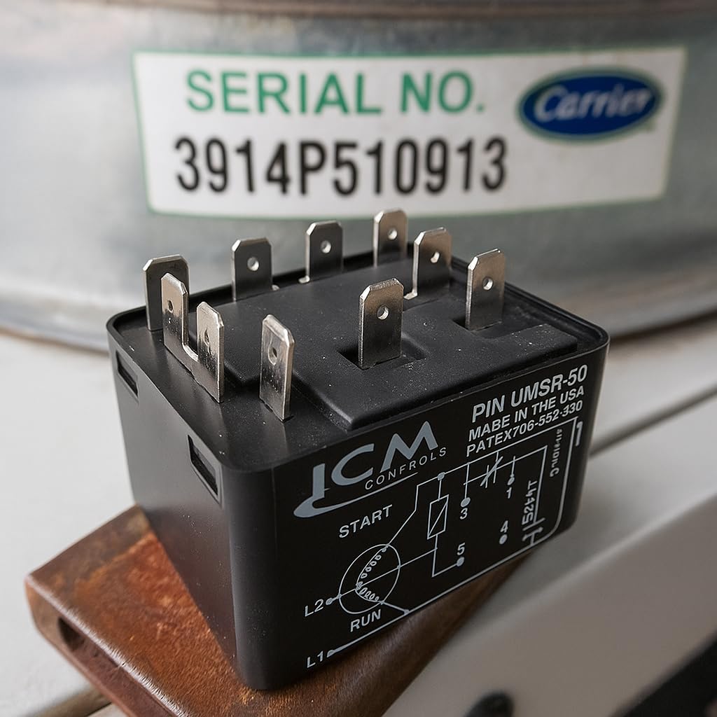 ICM UMSR50 Universal Motor Starting Relay – Heavy Duty Motor Starter Replacement, Supports Single Phase Motors up to 10 HP, 50A Switching Capacity