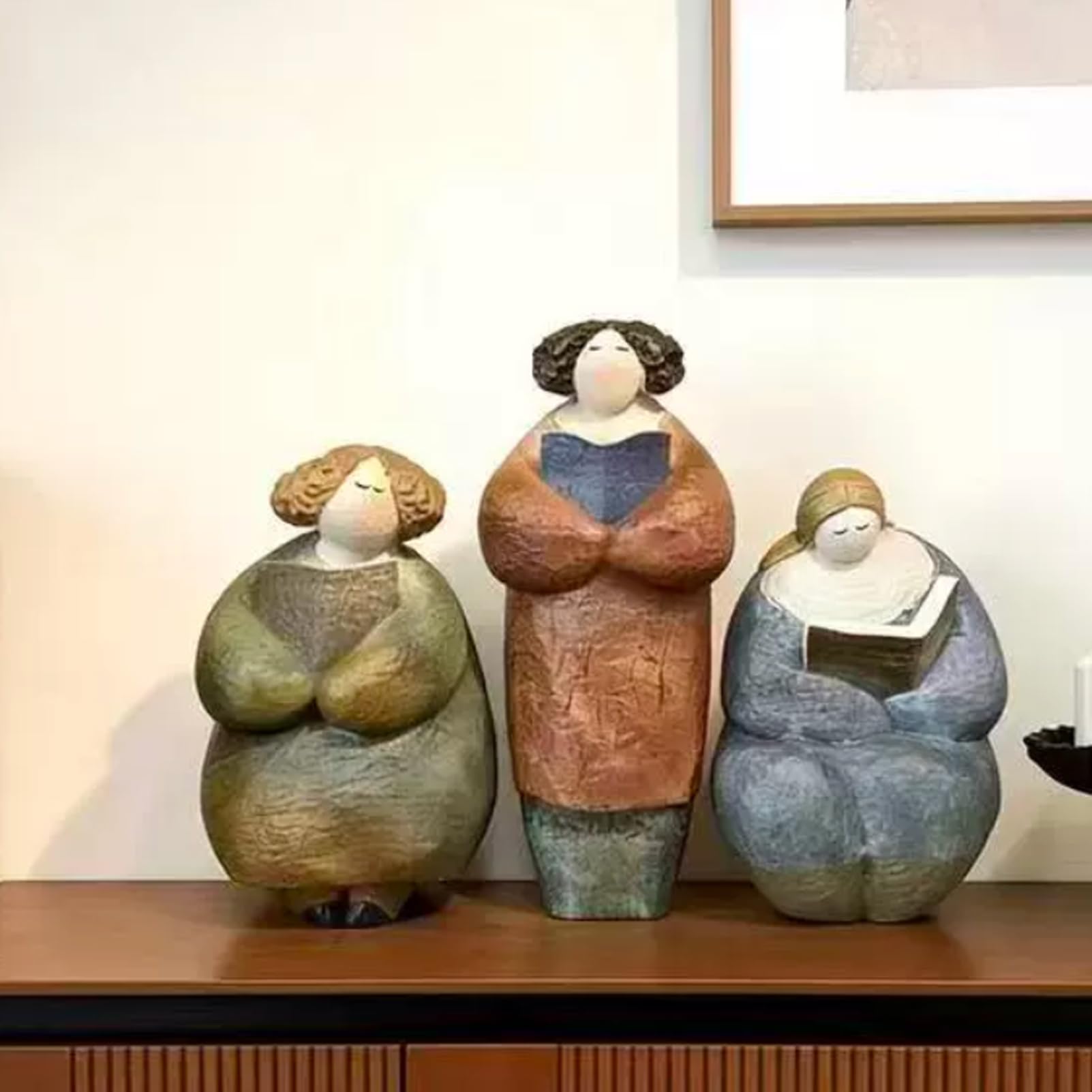 Figurki damskie do czytania w stylu vintage, abstrakcyjne rzeźby artystyczne, rustykalne, ręcznie malowane posągi do salonu, stojak na książki, stojak na telewizor, biuro, dekoracja biurowa