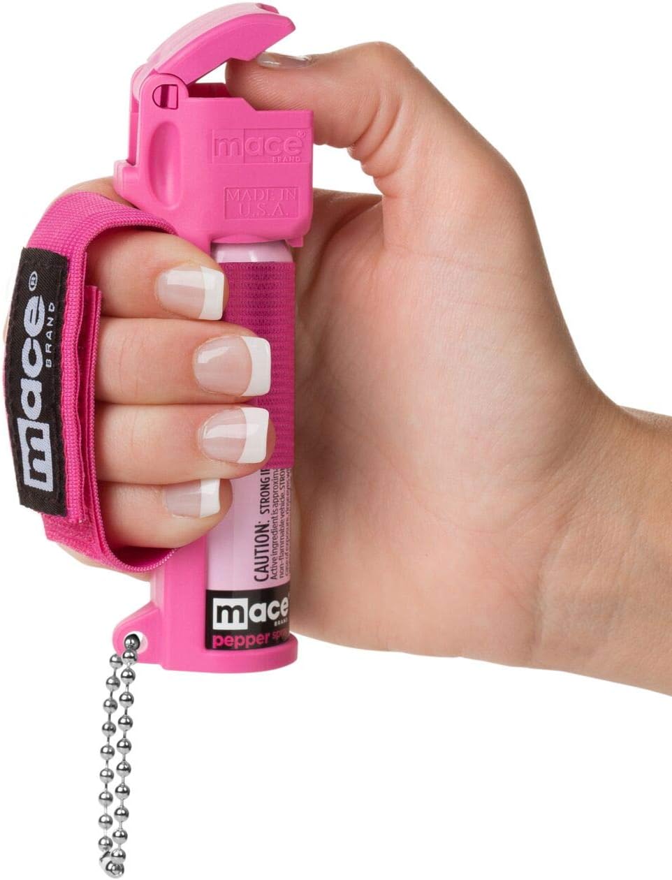 Mace Brand Police Strength OC Pepper Spray (2 Pack, Hot Pink) – 12’ Powerful Pepper Spray for Women with Adjustable Hand Strap & Keychain, Leaves UV Dye on Skin – Mace Spray Self Defense, Made in USA