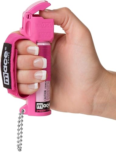 Miniatura 3 de Mace Brand Police Strength OC Pepper Spray (paquete de 4, rosa intenso) – Potente spray de pimienta de bolsillo de 12 pies para mujer, correa de