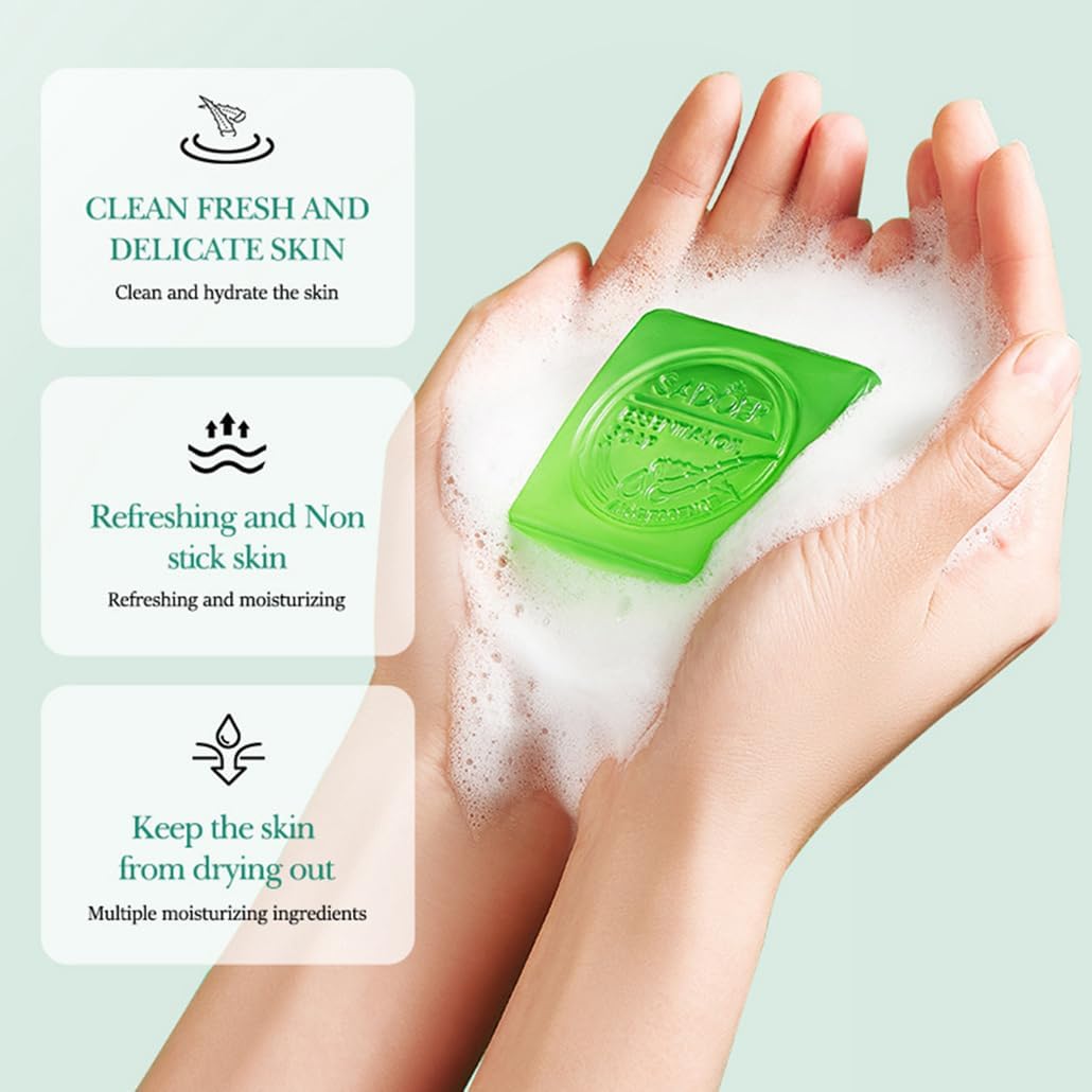Aloe Vera Soap Bar- Gentle Cleansing 98% Aloe Vera Extract Soap for Face & Body, Organic, Gentle, Moisturising, Skin Hydration & Oil Balance, Antioxidant, Suitable for Men & Women (1PCS) 3 61eC96tpKOL. AC SL1030