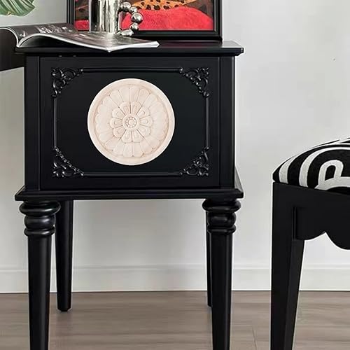 Miniatura 9 de Apliques redondos de madera onlays sin pintar, calcomanía de madera tallada para bricolaje, muebles tallados en madera, apliques para pared, cama,