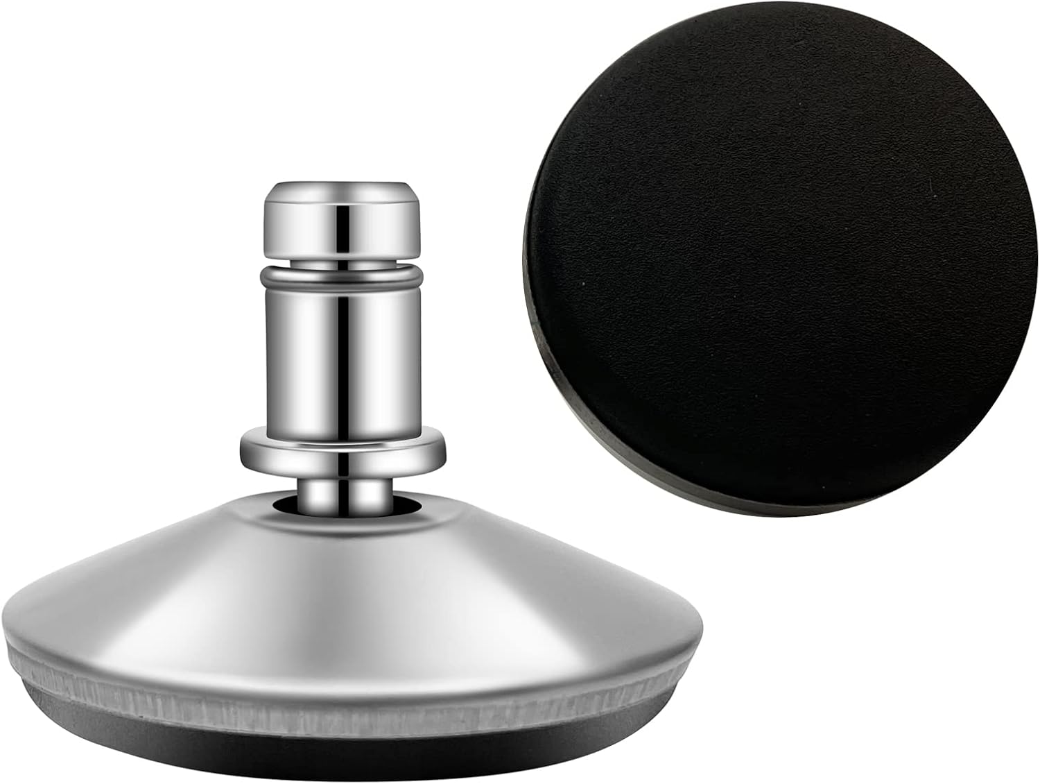Bell Glides Replacement Office Chair Swivel Caster Wheels to Fixed Stationary Castors，Adjustable Castor Low Profile Stool with Separate Self Adhesive Felt Pads Black 5pcs Silver