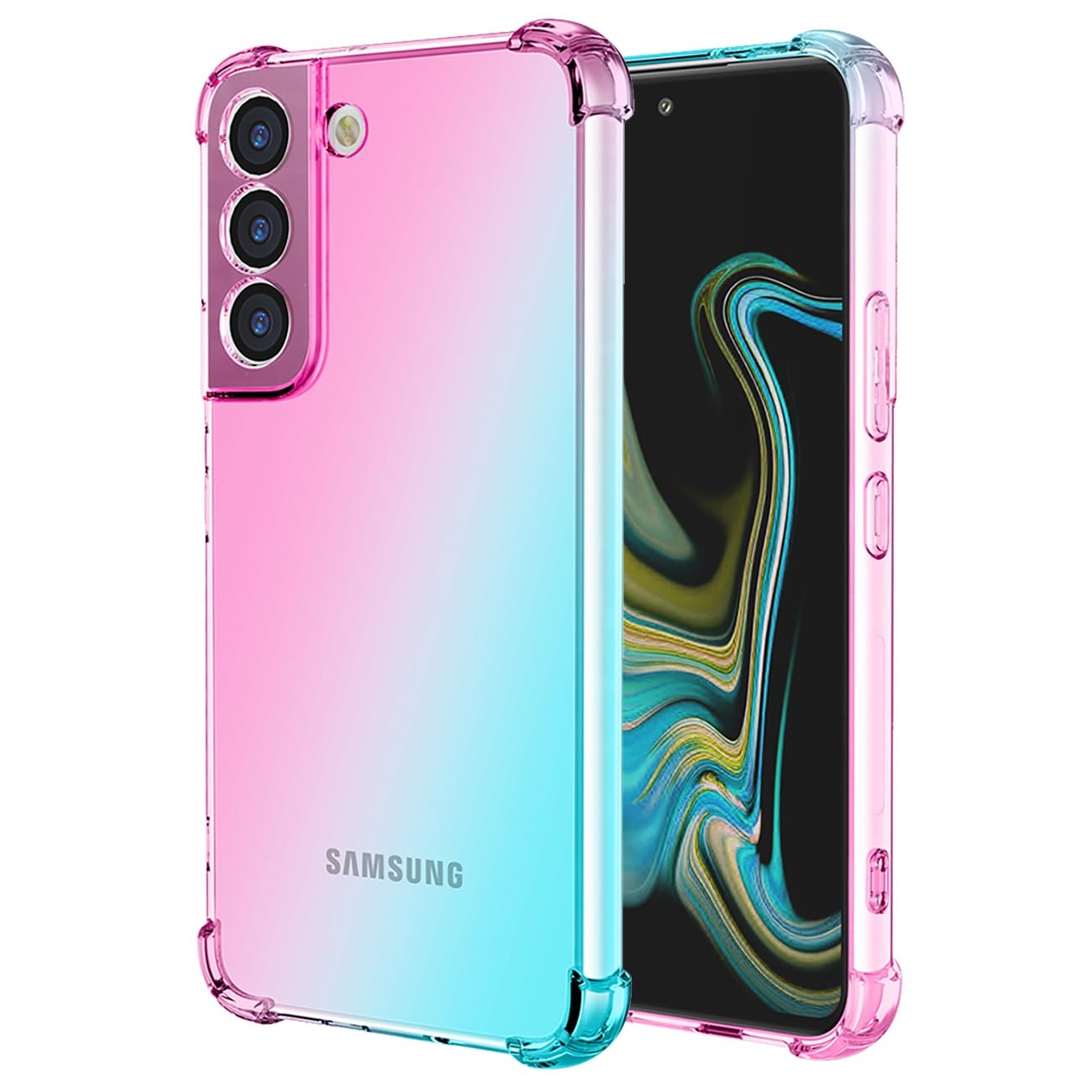 Ueokeird for Galaxy S23 Plus Case, Samsung S23+ SM-S916U Case, Clear Cute Gradient Phone Case Slim Anti Scratch Flexible TPU Cover Shockproof