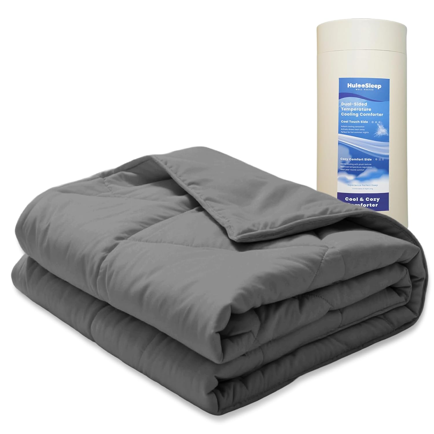 Cooling Comforter Full/Queen Size (90"x90") with Dual-Sided Fabric, Cooling Blanket for Hot Sleepers, Lightweight & Breathable to Beat Night Sweats in All Seasons (Gray)