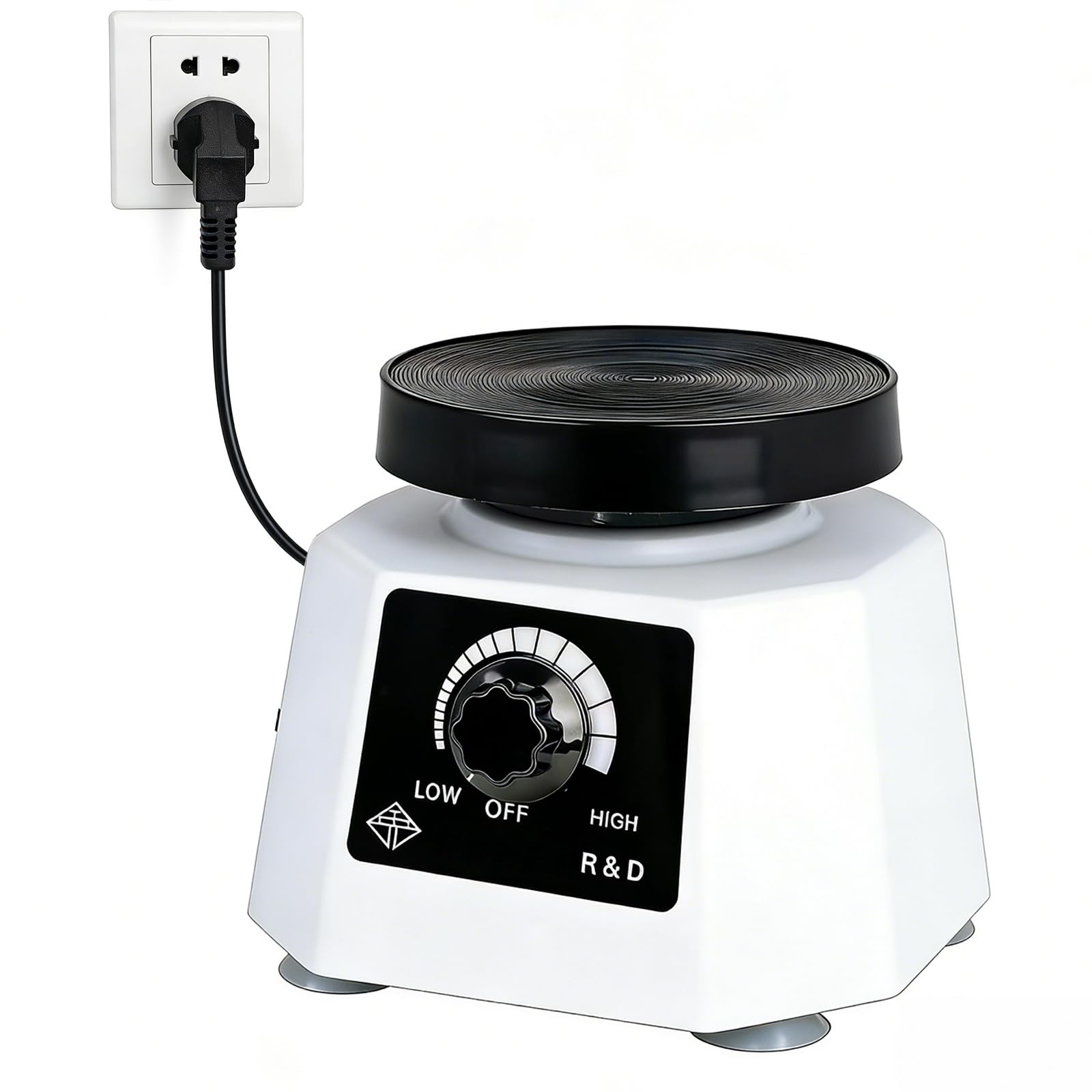 Plaque Vibrante pour plâtre, 100W 220V vibrateur dentaire, Diamètre circulaire 10,5CM/4,13Po, Réglable Intensité Vibration, Élimine efficacement bulles dans le plâtre, liquides et la résine époxy