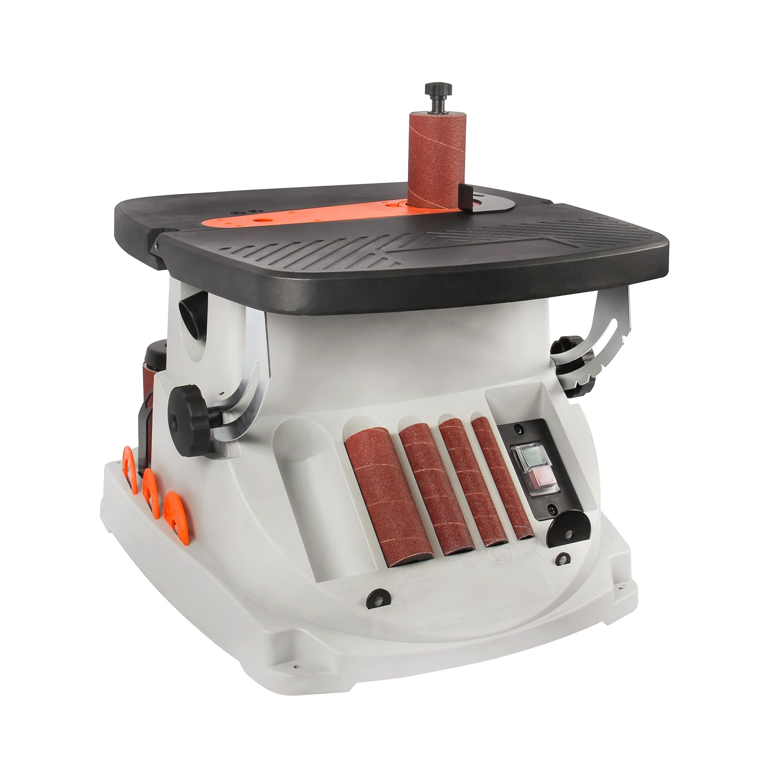 BOKA WS-100D - Lijadora de husillo y banda 2 en 1, lijadora de bordes oscilante de 450 W, banda de lijado de 100 x 610 mm, 5 manguitos, mesa ajustable 0-45°, lijadora de madera para taller y bricolaje