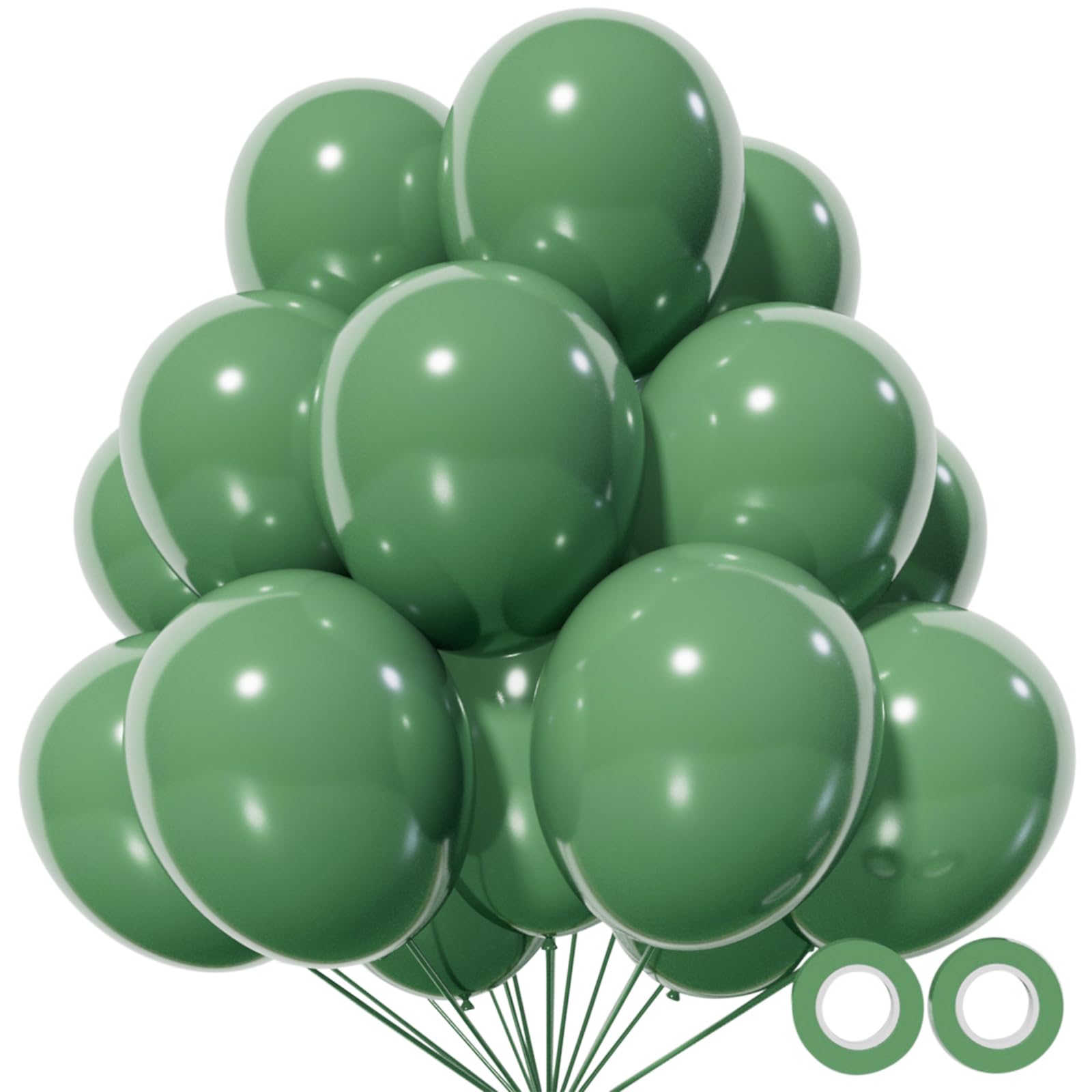 110Pcs Dark Sage Green Balloons Latex Party Balloons 12 inch Round Helium Balloons for Dark Sage Green Themed Christmas Balloon (with 2 Ribbons).