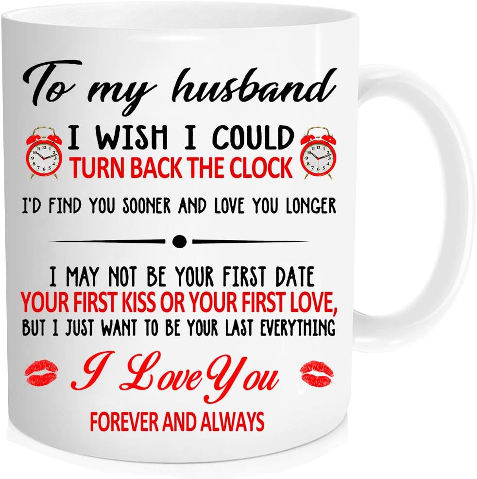 Funny Coffee Mug ,To my Husband I wish I could turn back the clock Love You Longer , Couples Wifey and Hubby, Mr and Mrs cup, Love Wedding, Anniversary,Christmas, Valentine's Day,11 oz Mug