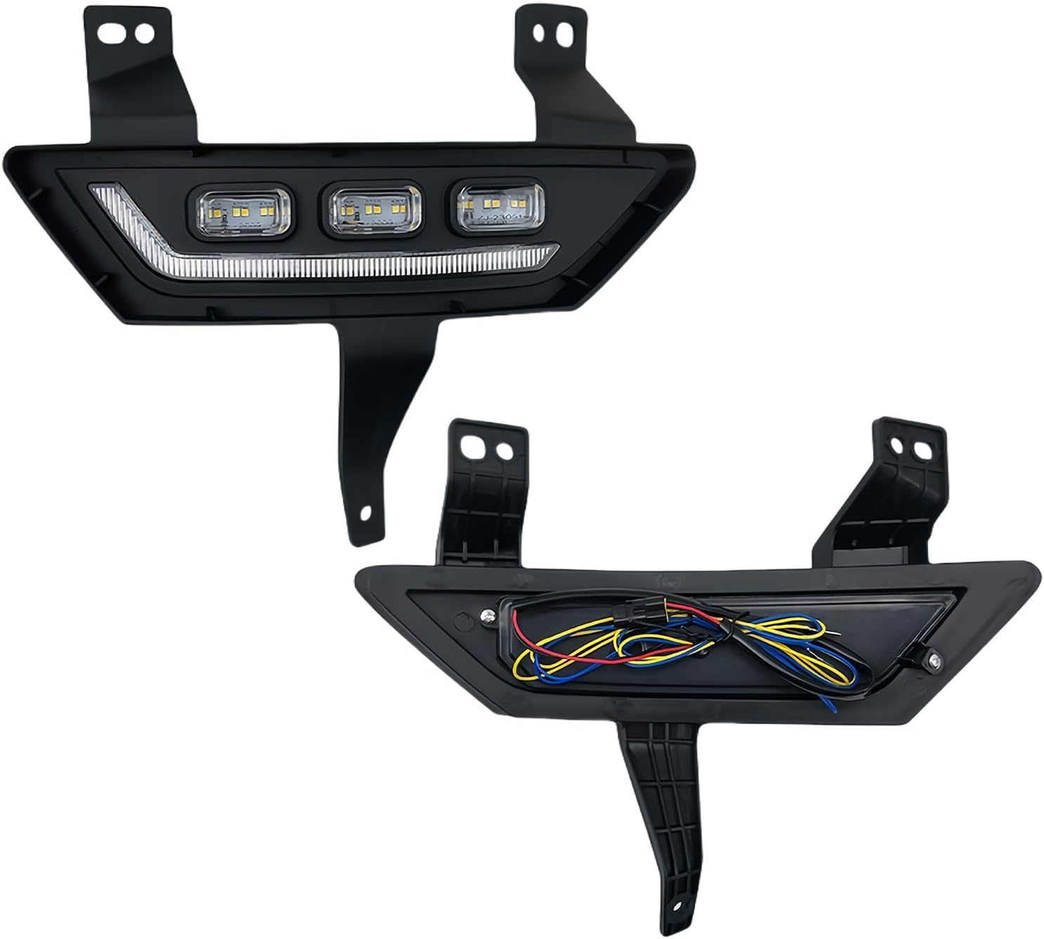 Pair LED DRL Fog Light Bezels For GWM POER Daytime Running Lamp Covers With Dynamic Sequential Turn Signals