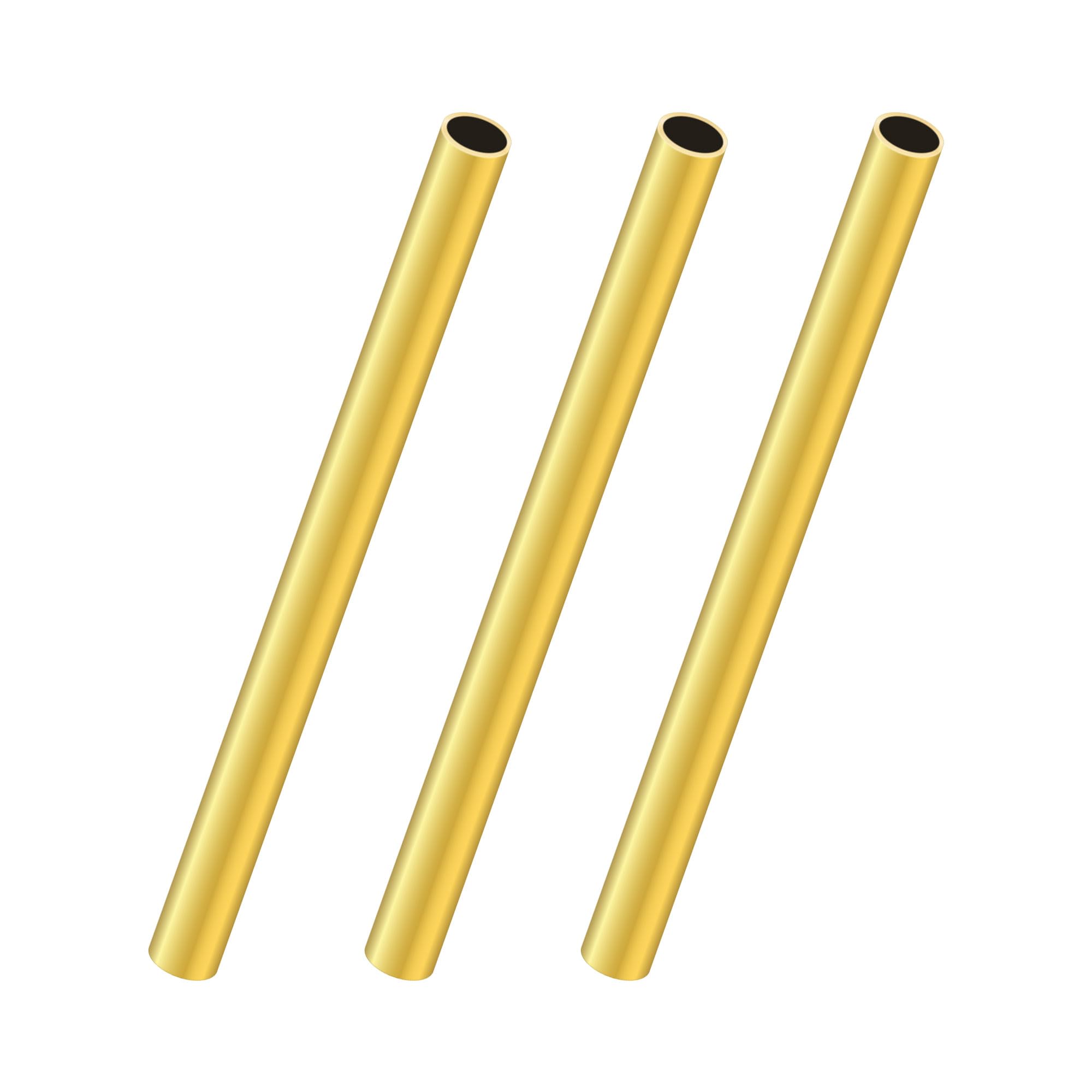 LAVMHAB Round Brass Tube 7mm OD x 0.5mm Wall Thickness x 200mm Length, Seamless Round Brass Pipes Tubing for DIY Craft (3 Pcs)