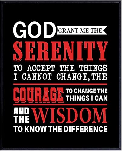 Serenity Prayer Art Print - AA Recovery Wall Art Poster - Gift for 12 Step Participants - Unique Home Decor for Kitchen, Bedroom, Man Cave, Office -