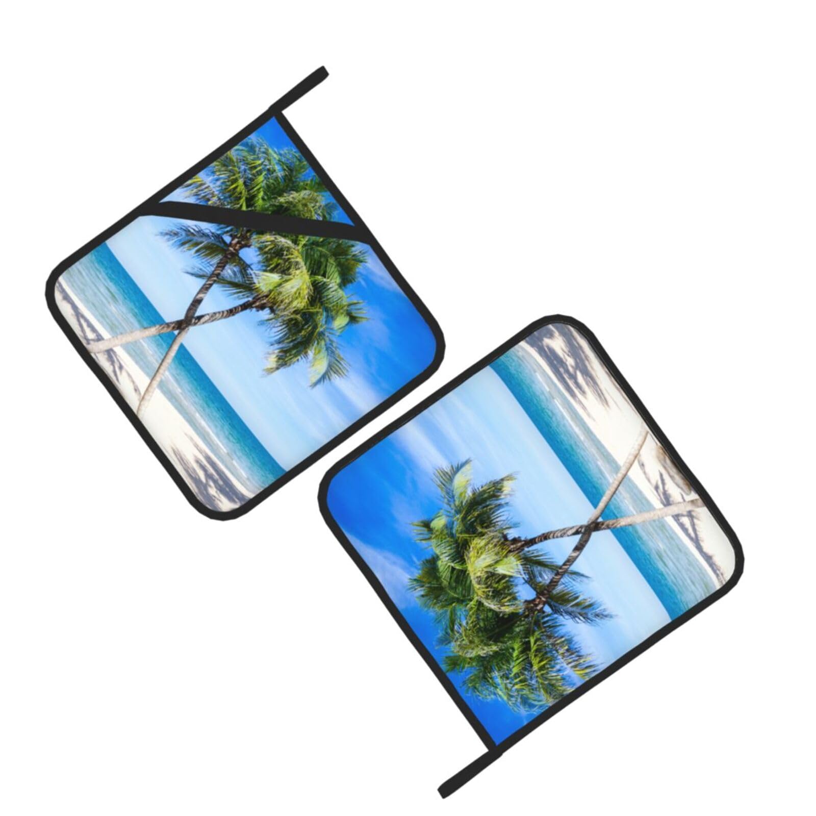 Sea Palm Trees Printed Oven Pot Holders Set of 2 Pcs Heat Resistant Kitchen Microwave Potholders for Cooking Baking Grilling