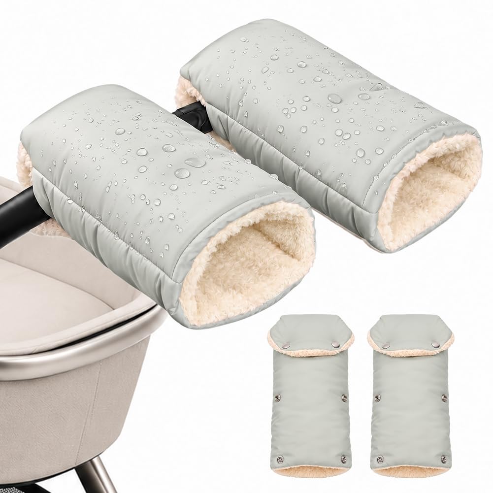 AOOWU Pram Pushchair Gloves, Baby Stroller Gloves, Windproof, Gray