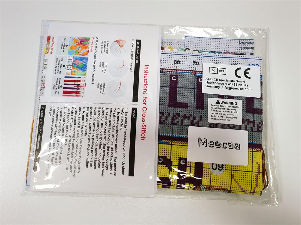 Kit De Broderie Au Point De Croix Estampillé 11 CT - Motif Chat/fleur/animal - Tissu 40x50 Cm - Comprend Fils Et Aiguilles