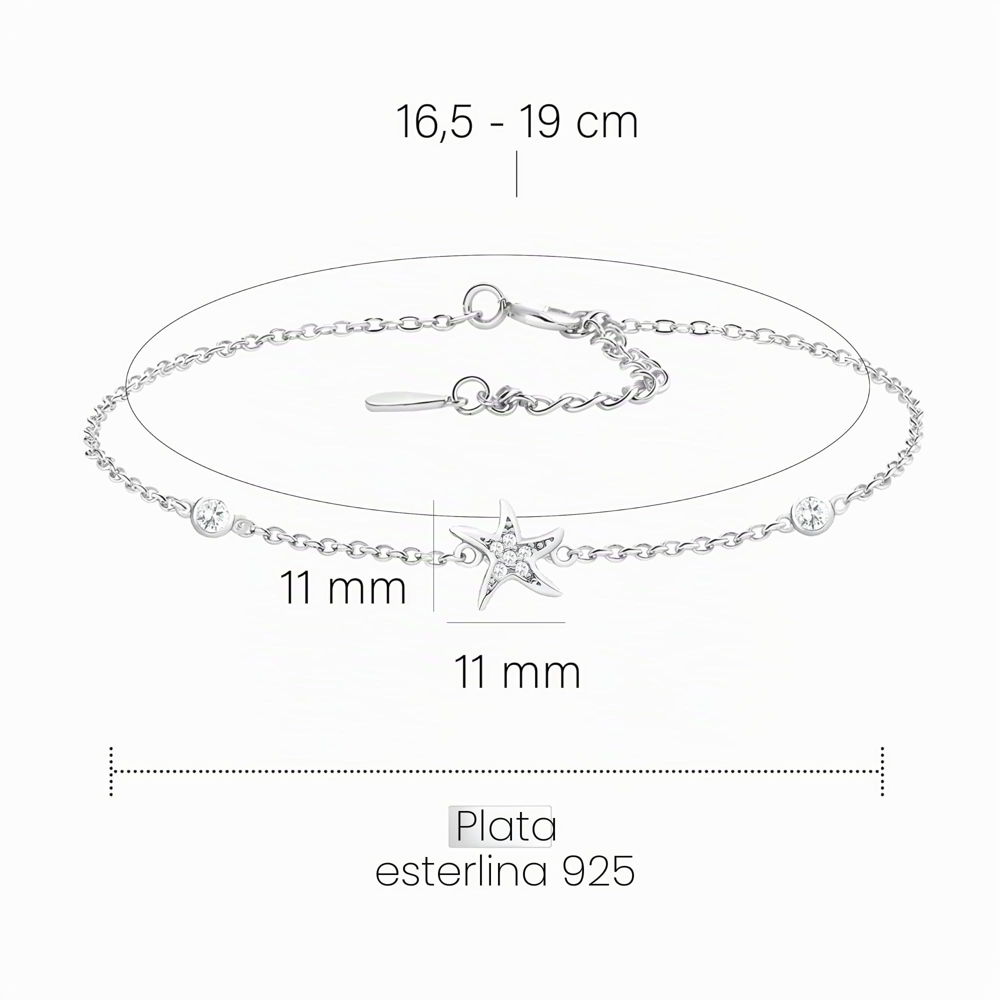 Sofia Milani - Pulsera para Mujeres en Plata de Ley 925 - con Circonita - Colgante de Estrella - B0274