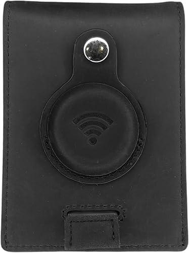 Billetera Airtag de cuero genuino Billetera plegable para tarjeta de crédito para Apple Air Tag GPS Cartera delgada minimalista con bloqueo RFID