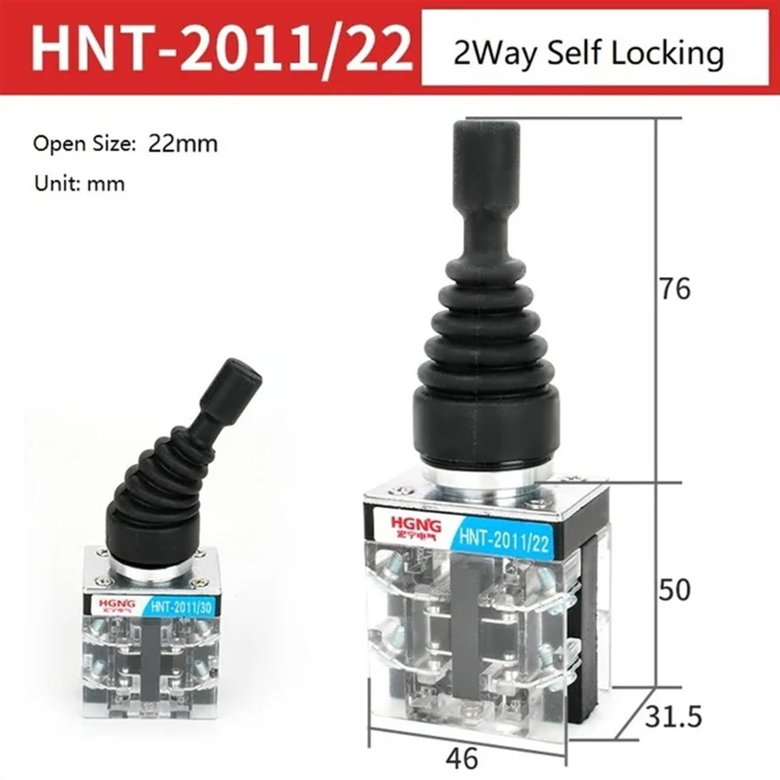 Interruptores de palanca Monolever de 22mm y 30mm, interruptores basculantes cruzados momentáneos de reinicio de bloqueo automático de posición de 2 y 4 vías(2Way Self Locking-22)