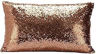 Housse de coussin carrée à paillettes brillantes - Pour la maison, le canapé - 30 x 50 cm - Cuivre - Artisanat exquis et bon marché
