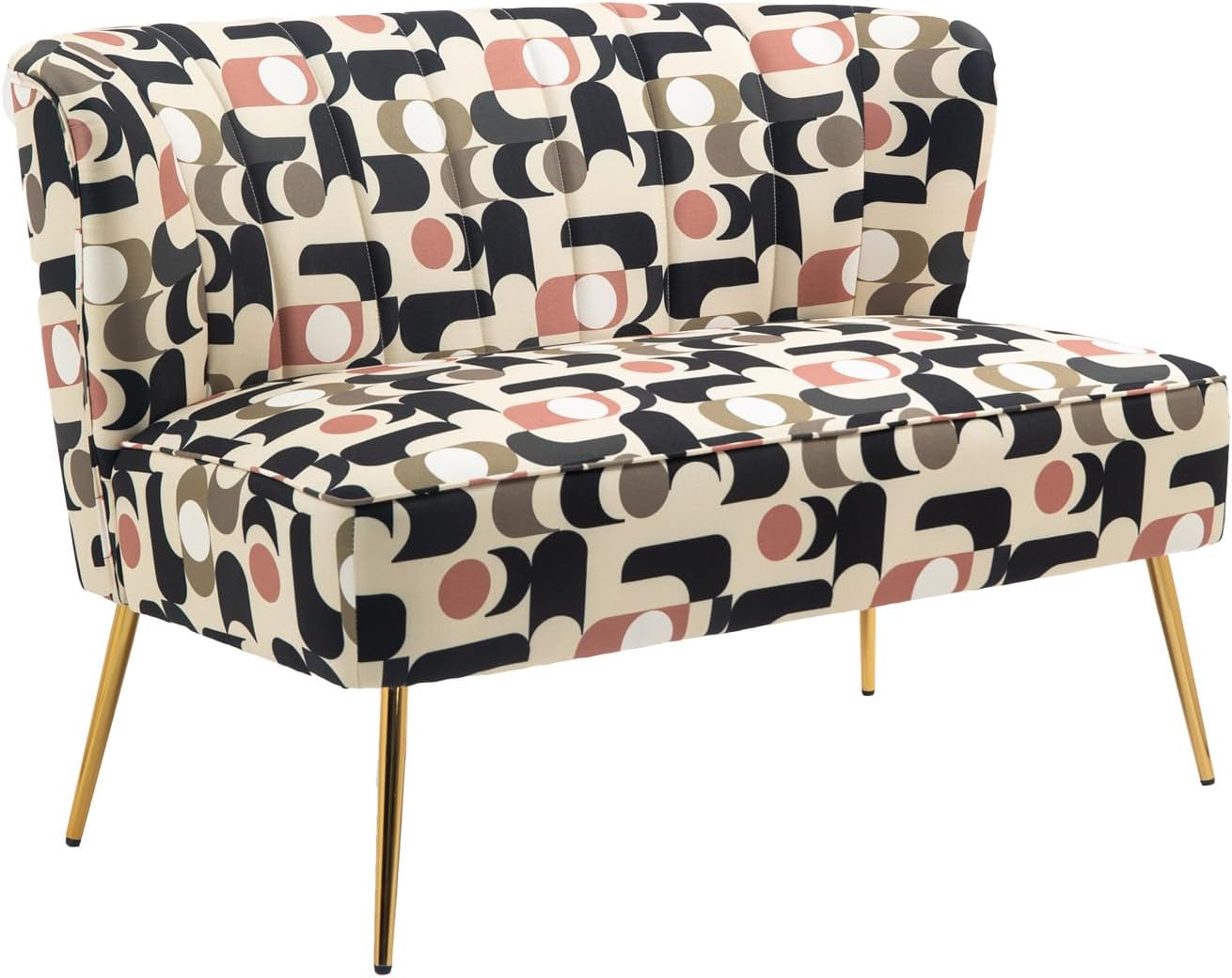 ZOBIDO Velvet Couch Modern Loveseat Sofa Twin Size Contemporary Sofas Upholstered with Contemporary Velvet Upholstered Sofa Couch for Living Room and Bedroom (Geometry)