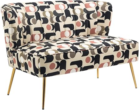 Velvet Couch Modern Loveseat Sofa Twin Size Contemporary Sofas Upholstered with Contemporary Velvet Upholstered Sofa Couch for Living Room and Bedroom Geometry