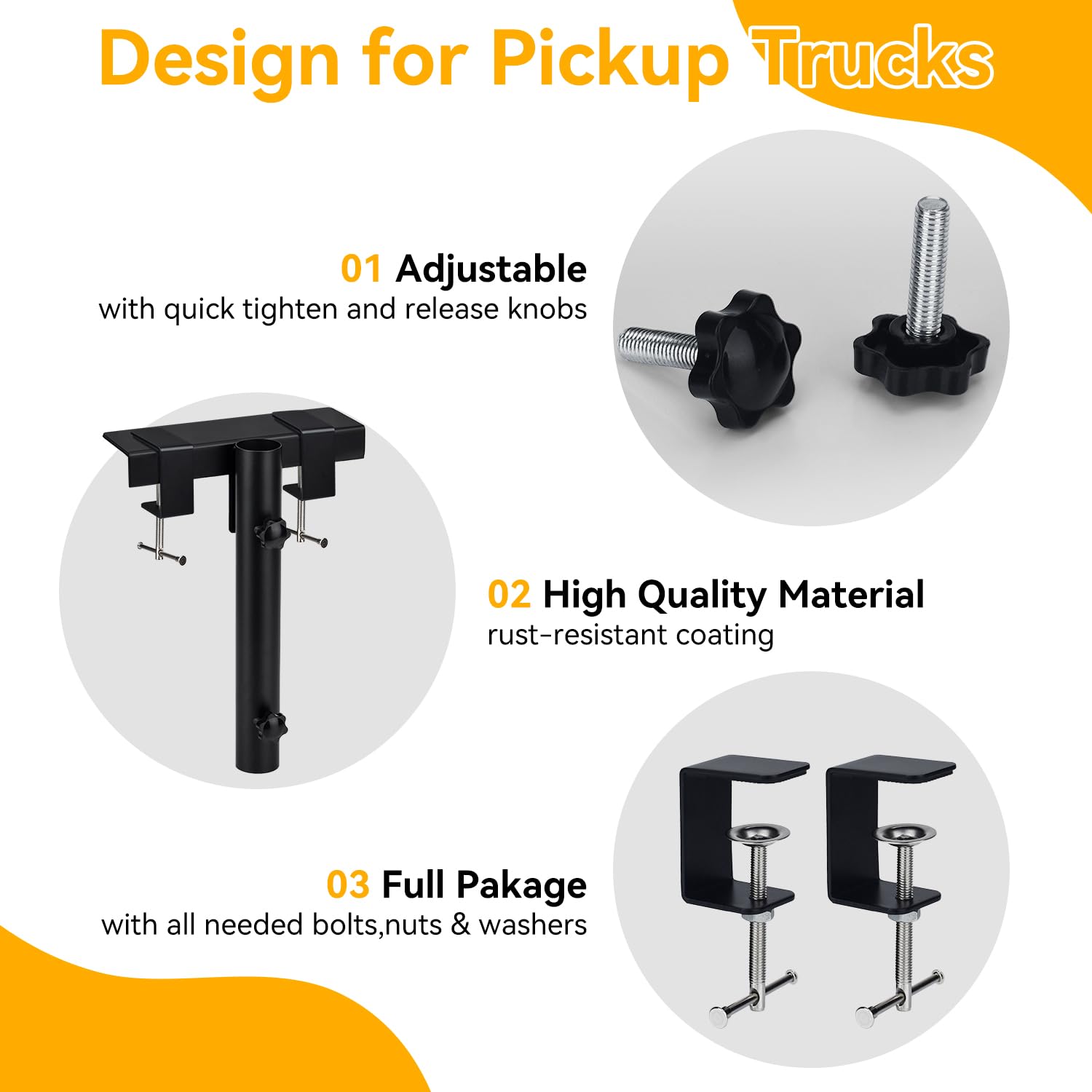 Soporte para mástil de Bandera, Soporte para mástil de camioneta, Soporte para mástil de Bandera para Camiones y Camas de Remolque, no Requiere taladrar