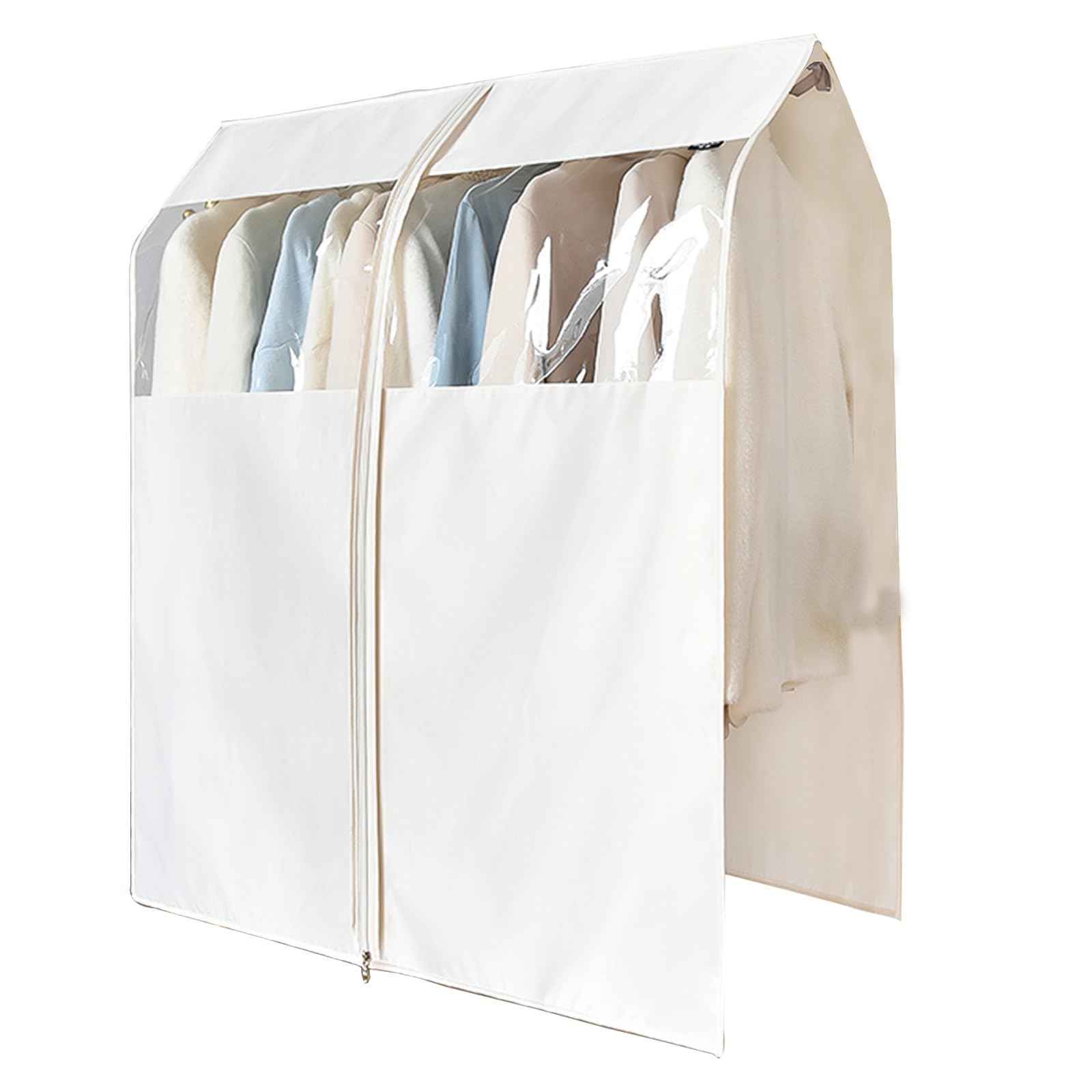 113 cm Kleiderständer Abdeckung, Kleiderschutzhülle mit PVC Fenster, Großes Fassungsvermögen, Geeignet für Kleiderschränke(White,180x113cm/71x44in)