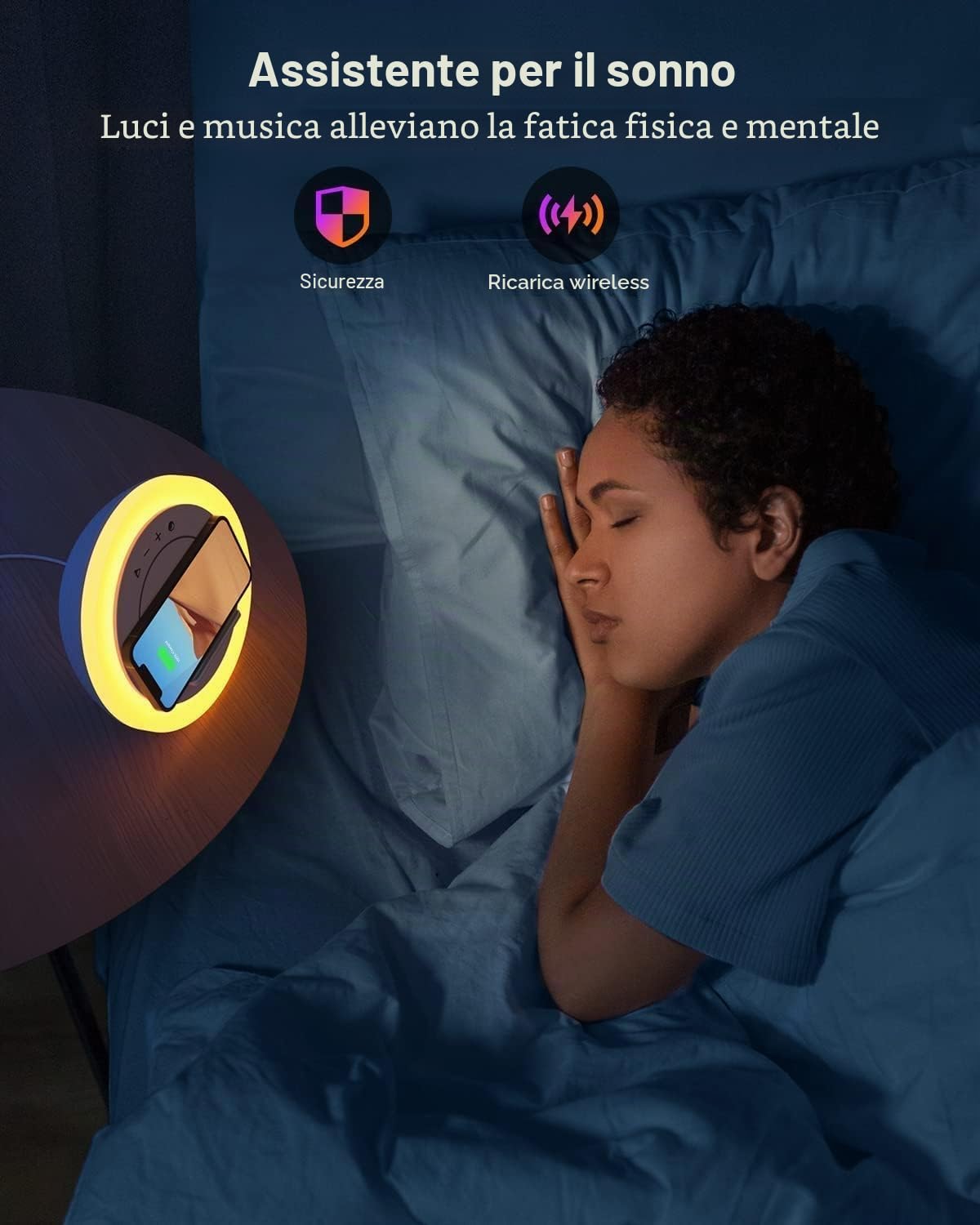 elzle Lampada Notturna a Cambio Colore RGB Lampada da Letto LED Regolabile
