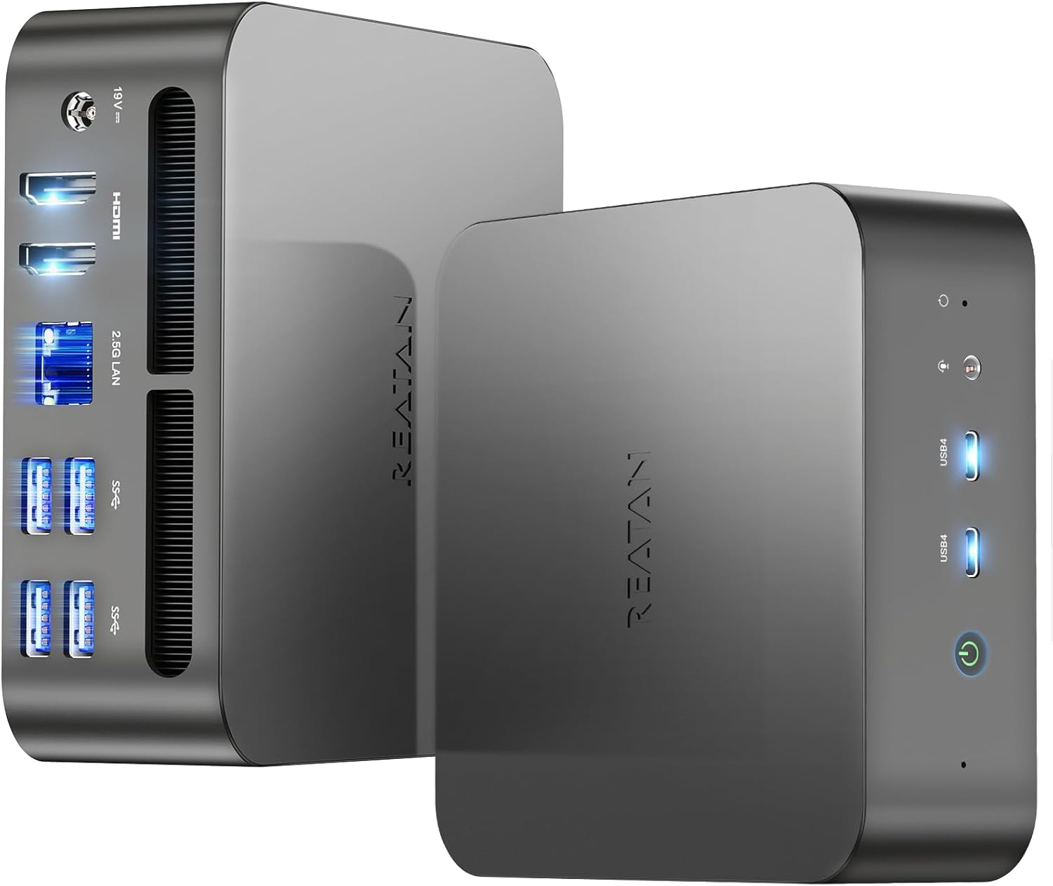 Product image of Reatan Mini Gaming PC AI AMD Ryzen 9 7940HS(up to 5.2GHz) 32GB DDR5 1TB SSD 5600 MHz RAM, Mini Computers, Radeon 780M Graphics,Quad Display 2.5Gbps LAN,HDMI 2.1, 8K USB 4.0 Wi-Fi 6E/BT5.3