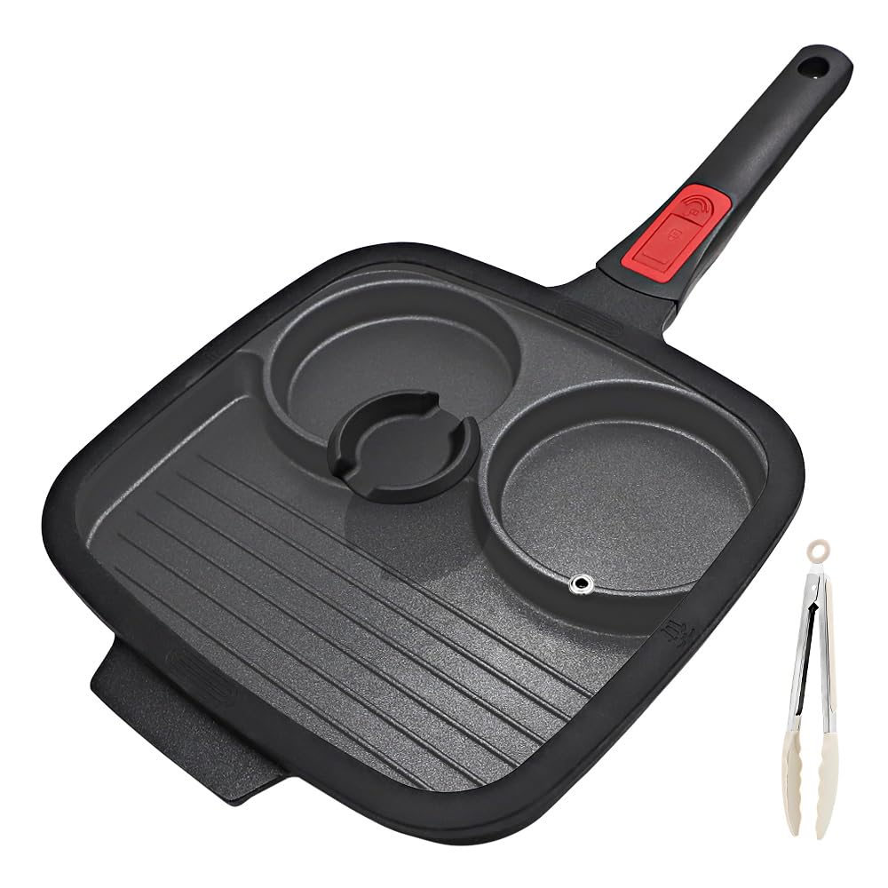 Bobikuke 3 Section Egg Skillet with Detachable Handle