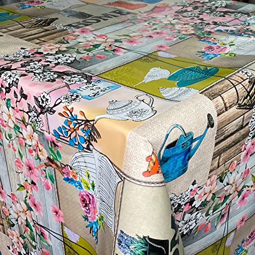 KEVKUS Toile cirée P8146-1 - Largeur : 160 cm - Fleurs de cerisier sur bois - Rectangulaire - Rond - Ovale (bord coupé (sans bordure) - 50 x 160 cm - Rectangulaire Cover