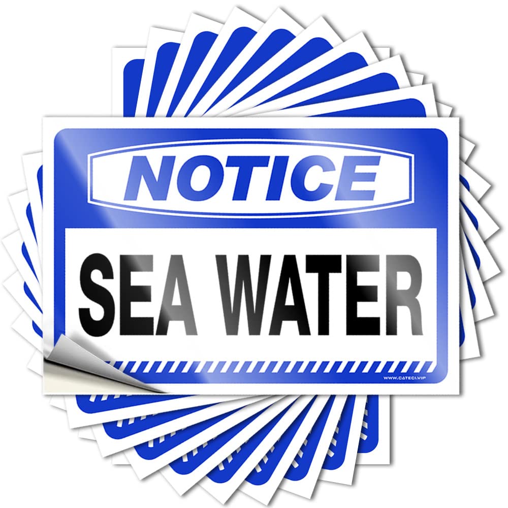 Metal, Lettering Sticker Bumper Notice Sea Water | Boss Farm(8X12CM)