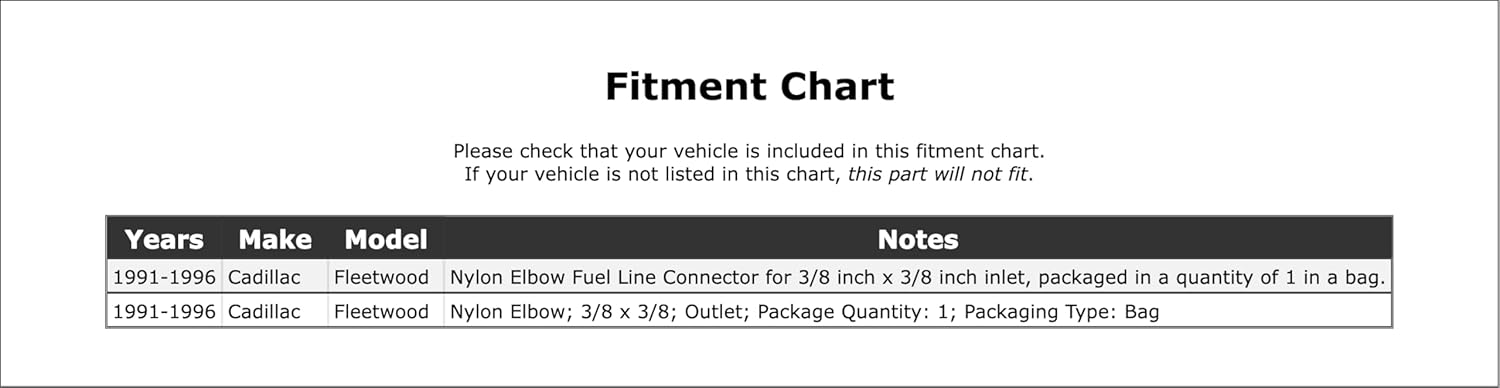 Fuel Line Connector Compatible With Cadillac Fleetwood 1996 1995 1994 1993 1992 1991 P-2424847