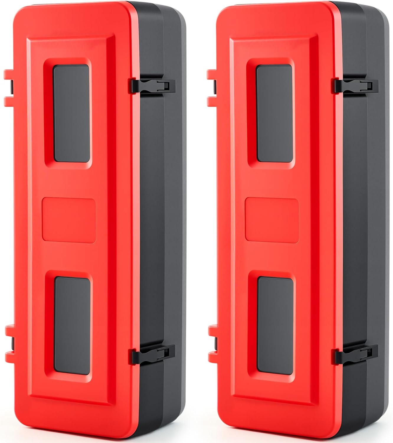 2 Pcs 10 lb 20lb Fire Extinguisher Cabinet Box with Internal Rope Fastening and External Latch Sturdy Plastic Holder Case Vandal-Resistant Weatherproof Protect Outdoor (33 x 12 x 10 in)