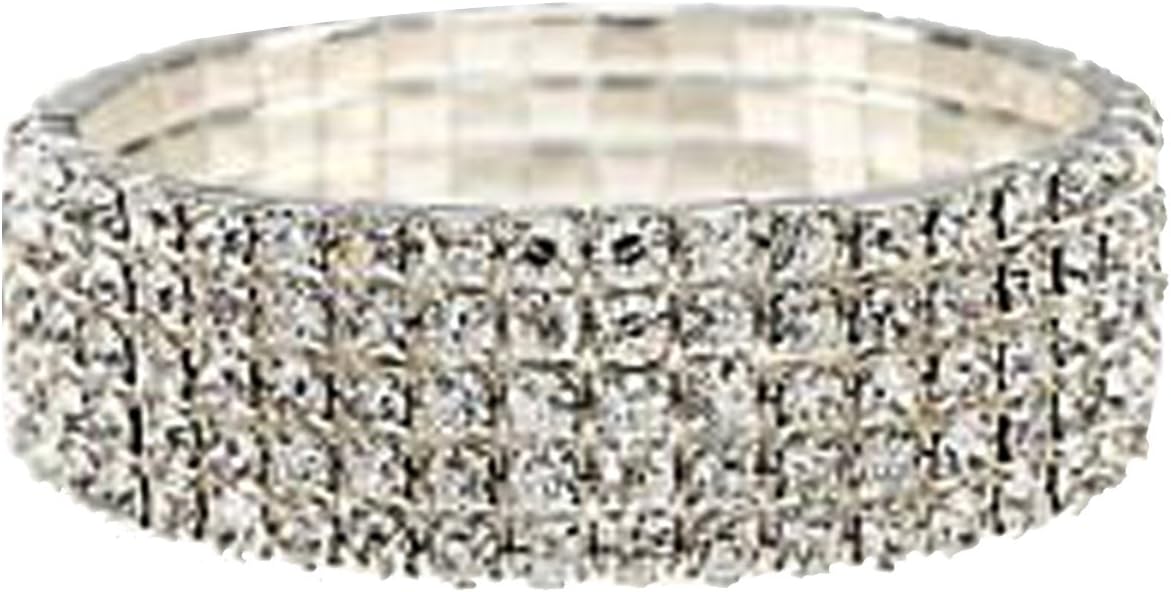 5 ROW DIAMANTE RHINESTONE CRYSTAL STRETCH BRACELET