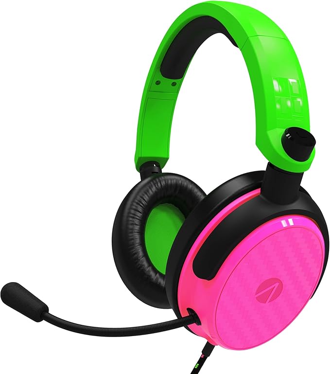 STEALTH C6100 Neon Pink & Green Over Ear Gaming Headset PS4/PS5, XBOX