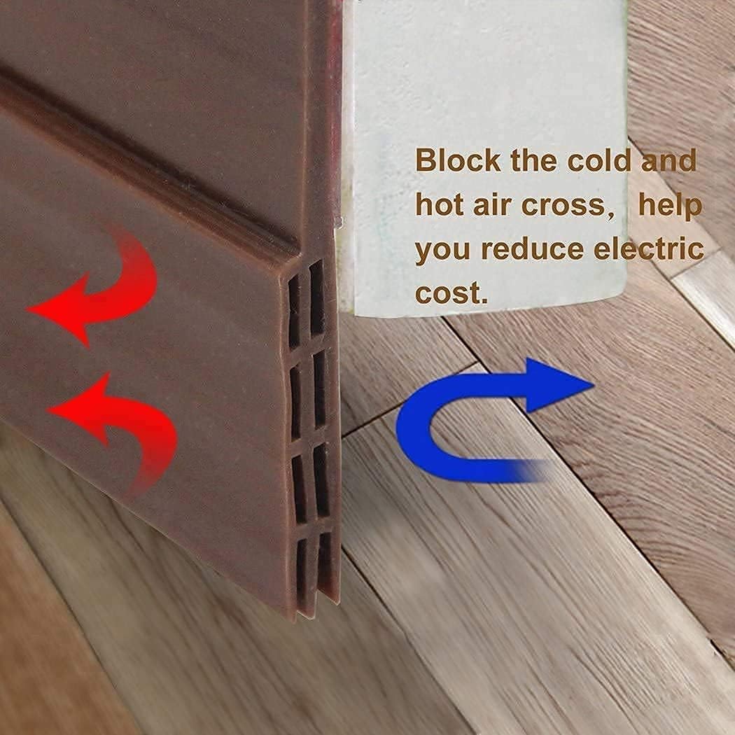 SIMXEN Self Adhesive Door Bottom Sealing Strip Guard for Home Door Protector for Home from Dust, Insects, Waterproof, Soundproof Door Seal, Door Air Blocker 1 Meter (Brown) 3
