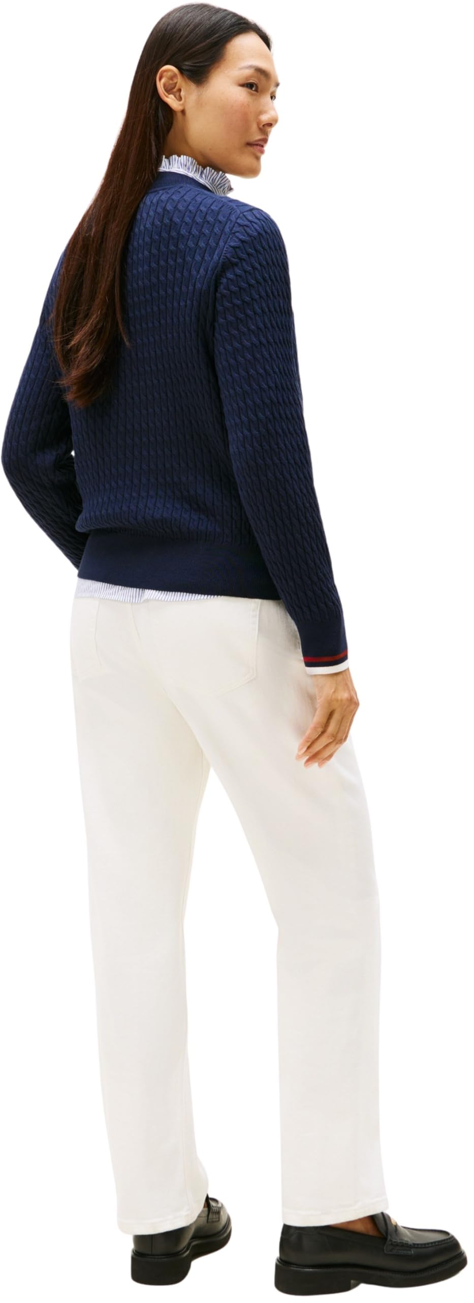 Tommy Hilfiger Damen Pullover Cable Fine Zopfstrick, Blau (Dark Night Navy Gs Tipping), XXXL – Ansicht 2