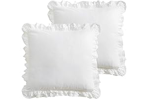 Laura Ashley White Linen Euro Shams Pillowcase Cover Set of 2