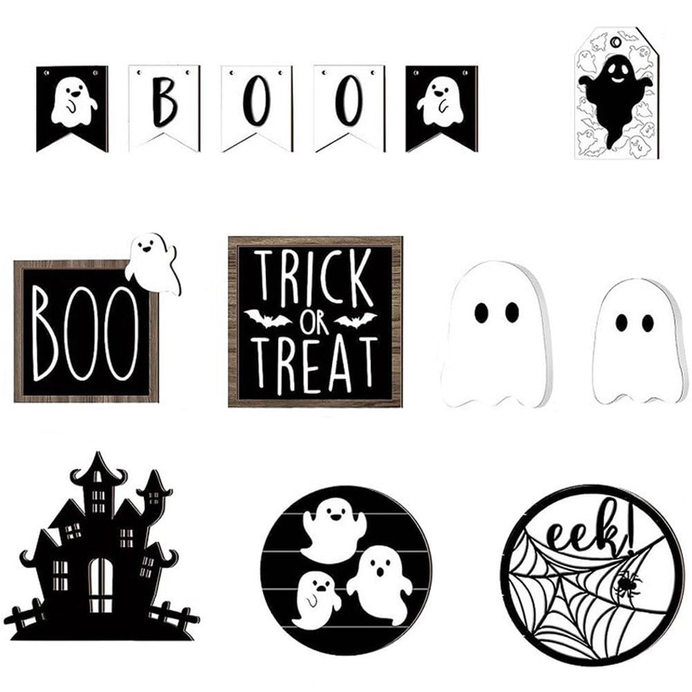 Centre de table Halloween en bois : fournitures de fête durables
