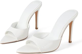 Womens Sandals Open Toe Stiletto High Heeled Slip On Dress Mules