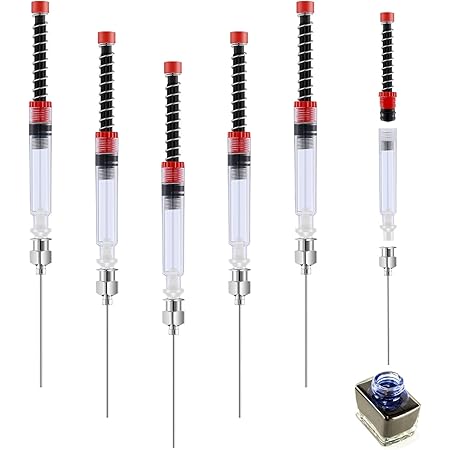5 Pieces Fountain Pen Ink Syringe Filler Ink Filling Syringe with Metal Blunt Needle Tip Fountain Pen Spring Filler Ink Auxiliary Absorber Syringe Tool for Ink Converter