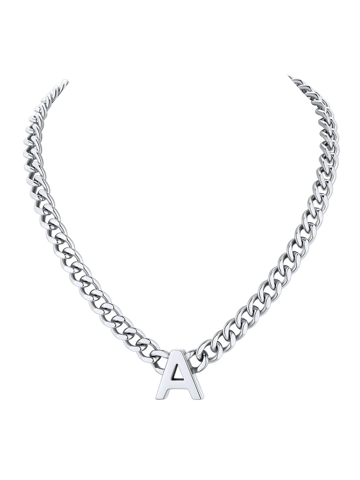 Richsteel Initial Mens Necklace A-Z Cuban Link Chain for Women Gold/Silver/Black Jewelry Valentines Gifts for Him/Her, Stainless Steel, No Gemstone (B0CMXNT422) Amazon Price History, Amazon Price Tracker