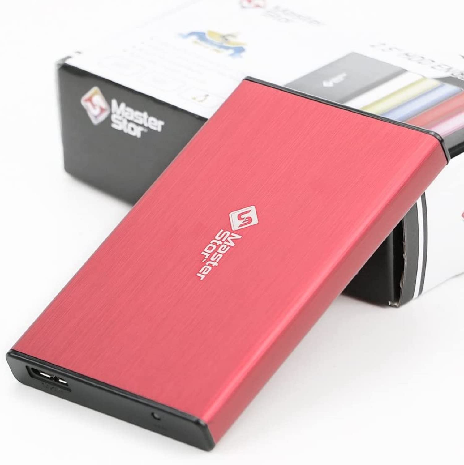 MasterStorb Zewnętrzny dysk twardy USB 3.0 super szybki dysk twardy 2,5" SATA do laptopa przenośny, czerwony, srebrny, czarny, niebieski i różowy, dostępne wszystkie różne GB (500 GB, czerwony)