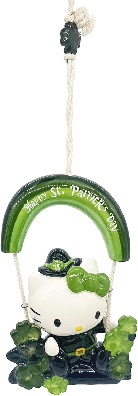 Hello Kitty Good Luck Garden Swinger, 2.45"L x 2.45"W x 9.5"H created by Blue Sky Clayworks