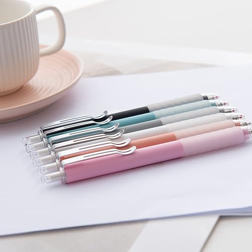 Miniatura 7 de Linbsunne Bolígrafos negros de punta media de 0.039 pulgadas con agarre súper suave, bolígrafos retráctiles de oficina (12 unidades)