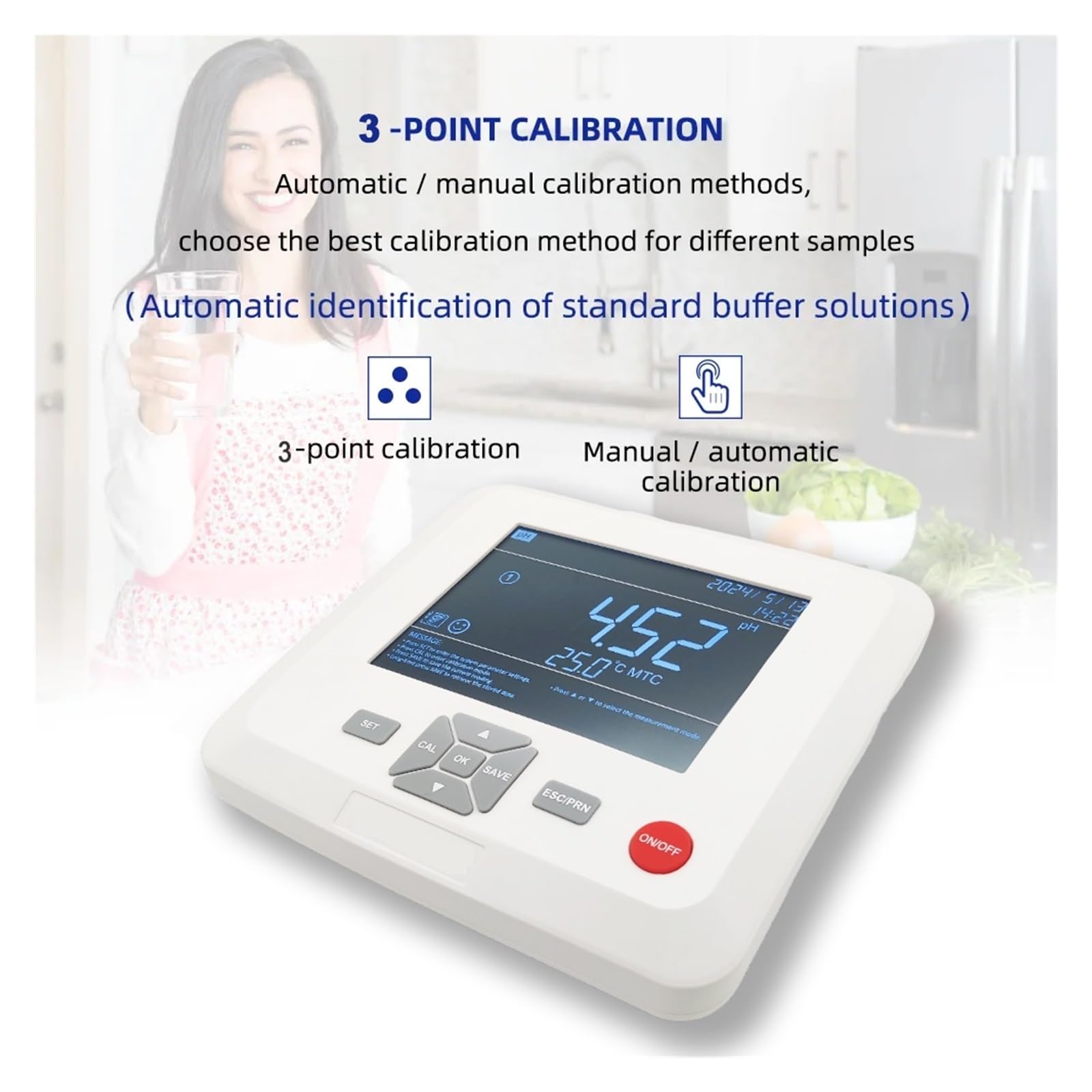 Misuratore di qualità Del'acqua da Laboratorio Digitale 8 in 1 PH/ORP/TDS/EC/Temp/Sal/RES/DO Ad Alta Precisione Tavolo Rilevamento Rapido E Preciso