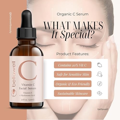 Miniatura 4 de Suero de vitamina C para la cara con ácido hialurónico, vitamina E, aloe vera y aceite de jojoba 2 fl oz