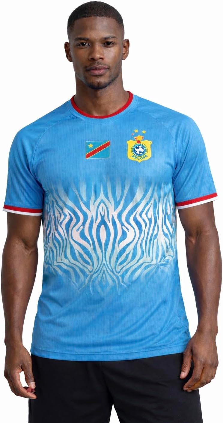Democratic Republic of Congo Soccer Jersey, National Team Football Shirt, Light Breathable Players Fabric, World Cup Fan Shirt Vareuse Maillot. Blue Fits Size XL and 2XL